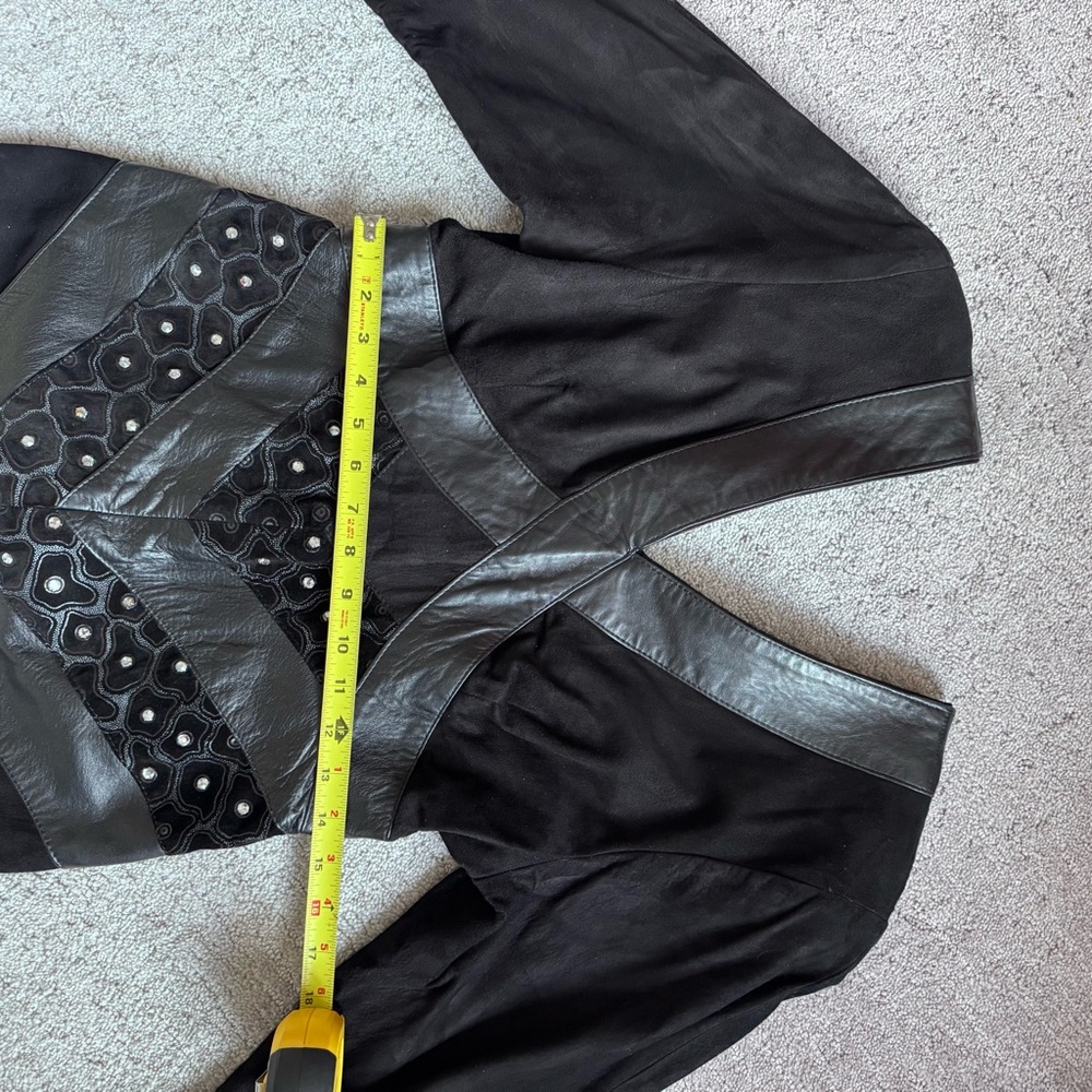 Vintage 1980s EREZ Leather Panel Evening Dress • Black Suede & Velvet • S/M - Picture 13 of 15